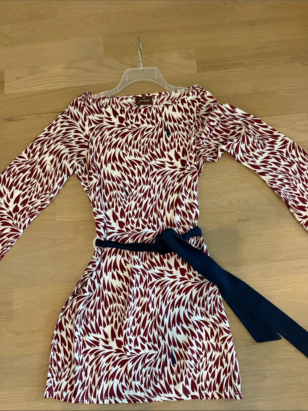 Prairie New York Red and White Long-Sleeve Belted Dress